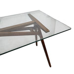 West Elm Mid-Century Glass Top Desk with Wooden Base