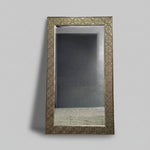 Stately Embossed Silver Leaf Carved Rectangular Wall Mirror