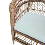 Natural Rattan Curved Back Tub Accent Armchair with Cushion