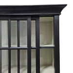 Ethan Allen Midnight Black Glass-Front Library Cabinet