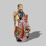 Vibrant Hand-Painted Chinese Famille Rose Fu Lu Shou Statue