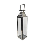 Industrial Style Polished Stainless Steel Tall Glass Lantern