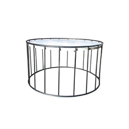 Elegant Round Marble and Iron Cage Coffee Table
