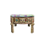 Hand-Painted Bohemian Floral Low Stool
