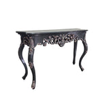 Upcycled Baroque Style Hand Carved Black Console Table