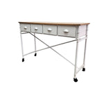 Industrial Metal and Wood 4-Drawer Console Table on Casters