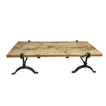 Rustic Industrial Reclaimed Wood Coffee Table with Cast Iron Legs