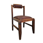 Heritage Antique Style Leather & Distressed Wood Chair
