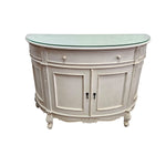 Stately Provincial Cream Carved Vanity Cabinet with Detachable Tri-Fold Mirror