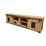 Factory Chic Reclaimed Style Mango Wood Barn Door TV Unit