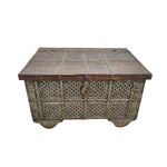 Antique Rajasthani Carved Wood Indian Dowry Chest