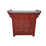 Heritage Oriental Red Lacquer Oriental Multi Drawer Altar Console Table