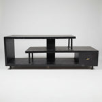 Industrial Style Matte Black Multi-Tiered Wooden TV Console
