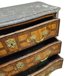 French-Style Inlaid Walnut Commode with Marble Top