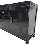Vintage-Inspired Black Lacquer Sideboard with Brass Accents