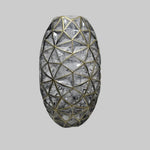 Geometric Smoked Glass Large Oval Vase with Gilded Lattice Details