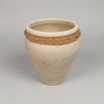 Rustic Ceramic White Pot with White-Natural Wood Lid
