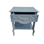French Provincial Style Upcycled Slate Blue Wooden Side Table
