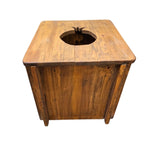 Rustic Natural Wood Box Side Table with Carved Cutout Top