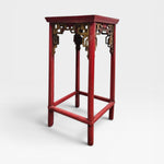 Antique Red Lacquer Horseshoe Armchairs and Tea Table Set