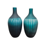 Scandinavian Style Fluted Teal Blue Glass Bud Vase