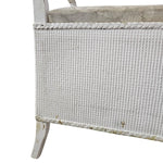 Charming Weathered White Lloyd Loom Bench with Floral Seat