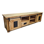 Factory Chic Reclaimed Style Mango Wood Barn Door TV Unit