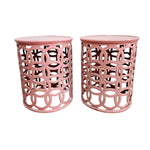 Soft Pink Interlocking Circle Metal Round Side Table
