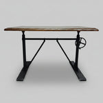 Industrial Crank Adjustable Height Dark Wood Writing Desk