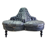 Marina Home Grand Chesterfield Tufted Leather Borne Settee