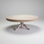 Vintage Rustic Round Pedestal Dining Table with Glass Top