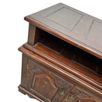 Intricate Brass Inlay Solid Wood Low Media Console Cabinet