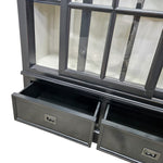 Ethan Allen Midnight Black Glass-Front Library Cabinet