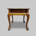 Classic Queen Anne Style Mahogany Tone Single Drawer Side Table