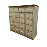 Vintage Apothecary-Style Cream Chest with Natural Wood Top