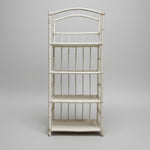 Vintage-Inspired White Bamboo 4-Tier Arched Bookshelf