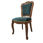 THE One Vintage Style Carved Wood Emerald Green Velvet Dining Chair