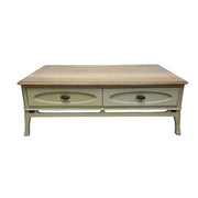 Two-Tone Farmhouse Coffee Table with Storage Drawers