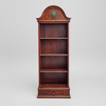 Vintage Arch-Top Mahogany Bookshelf with Single Drawer