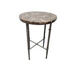 Neoclassical Style Faux Marble and Twisted Metal Round Side Table