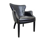 Classic English Library Studded Black Leather Armchair