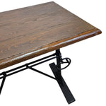 Industrial Crank Adjustable Height Dark Wood Writing Desk