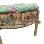 Hand-Painted Bohemian Floral Low Stool