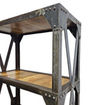 Industrial Iron & Solid Wood 4-Tier Bookshelf