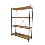 Rugged Industrial Iron Pipe Wood Bookshelf