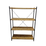 Rugged Industrial Iron Pipe Wood Bookshelf