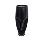 Artisan Matt Black Ceramic Abstract Face Silhouette Vase