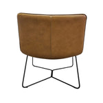 Sleek Mid-Century Sand Leather Lounge Chair