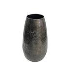 Contemporary Etched Crosshatch Metal Tapered Vessel Vase