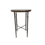 Neoclassical Style Faux Marble and Twisted Metal Round Side Table